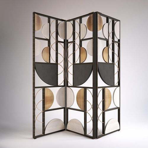 Biombo contemporâneo - TIFFANY  - Rossato Srl - em carvalho / em latão escovado / em couro