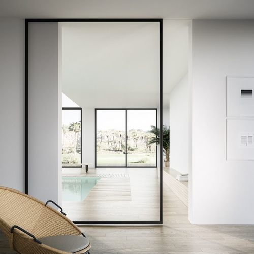Porta interna - QUADRA - adielle srl - em alumínio / de correr / pivotante com eixo lateral
