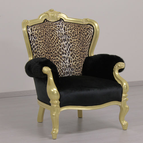Poltrona de estilo - RE SOLE ANIMALIER - ORSITALIA - em veludo / em tecido acrílico / em tecido hidrorrepelente