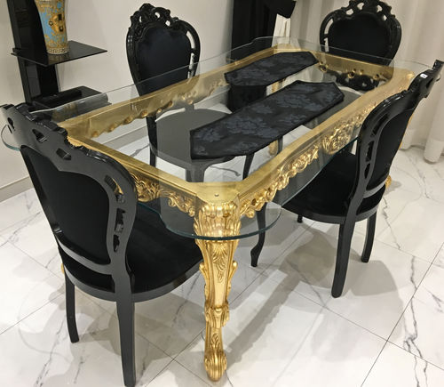 Mesa de jantar de estilo Luís XV - ROYAL - ORSITALIA - em faia / em madeira maciça / em madeira laqueada