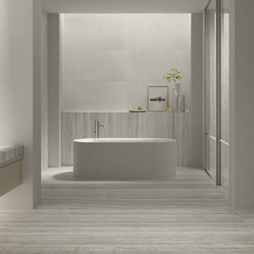 Placas de revestimento em mármore travertino - LUX - KRONOS CERAMICHE - fosca / estruturada / para ambiente interno
