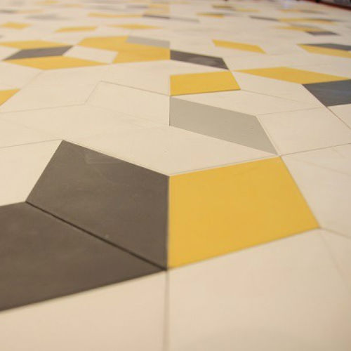Ladrilho hidráulico polido - RELIEF HEXAGONAL - Secoin Corporation - para ambiente interno / de piso / com padrão geométrico