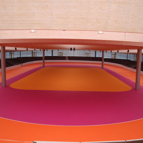 Revestimento de piso de resina - DURFLEX®  - Vesmaco - sintético / para ambiente externo / para instalações esportivas