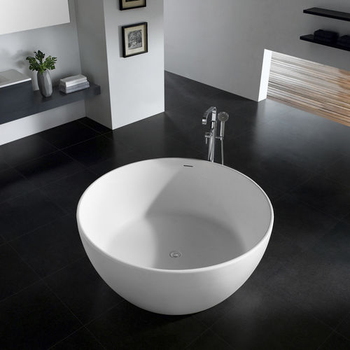 Banheira redonda - PG11460 - PG Caststone - freestanding / em aglomerado mineral / branca