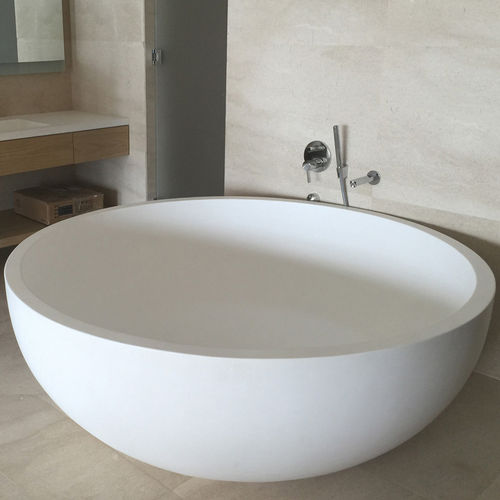 Banheira redonda - PG11760 - PG Caststone - freestanding / em aglomerado mineral / branca