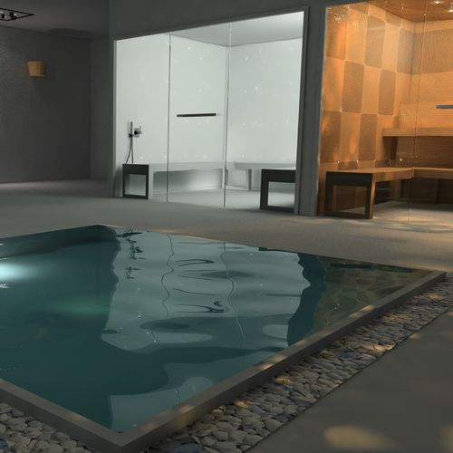 Spa de embutir - AWD - quadrado / de 8 lugares / em mosaico