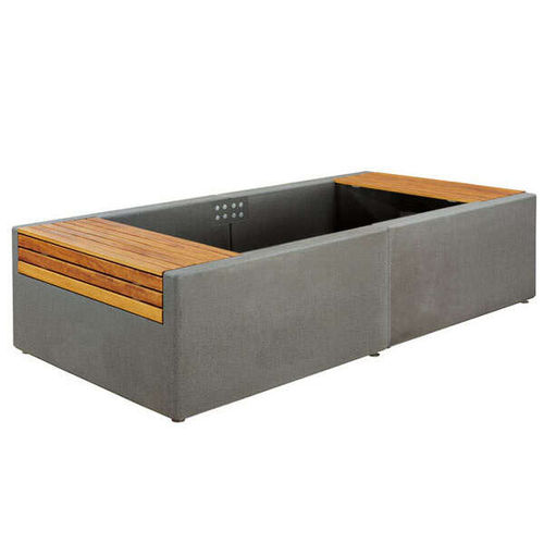 Floreira em concreto - DF5515 - Tectura Designs - em madeira / retangular / com banco integrado