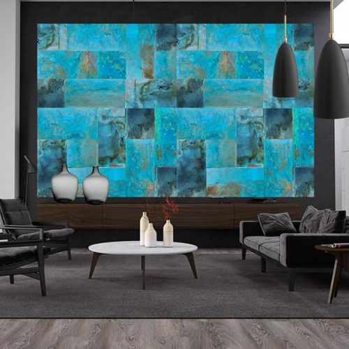Acabamento de parede metálico - COPPER JADE BLUE - Lost Cowboys.com - texturizado / patinado / efeito papel de parede