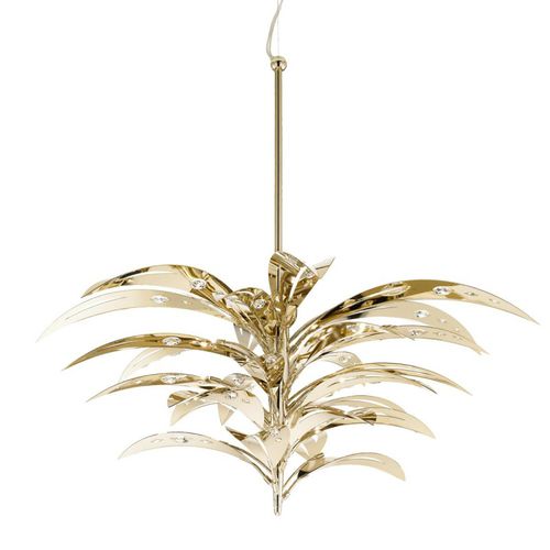 Lustre Art Déco - IQ2117 CRYSTAL PALM - Alan Mizrahi Lighting - metálico / em cristal / dourado