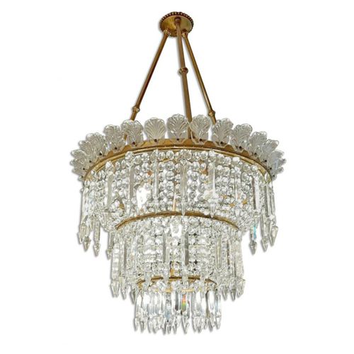 Lustre clássico - IQ2203 CRINOLINE - Alan Mizrahi Lighting - metálico / em cristal / para 12 lâmpadas