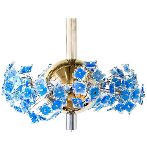 Lustre contemporâneo - KA1838 FONTANA ARTE - Alan Mizrahi Lighting - em vidro / em latão / para 8 lâmpadas