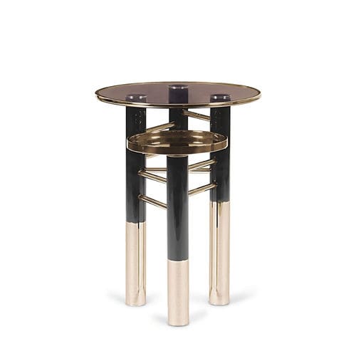 Mesa lateral contemporânea - KONSTANTIN - Essential Home - metálica / em vidro fumê / com base em latão