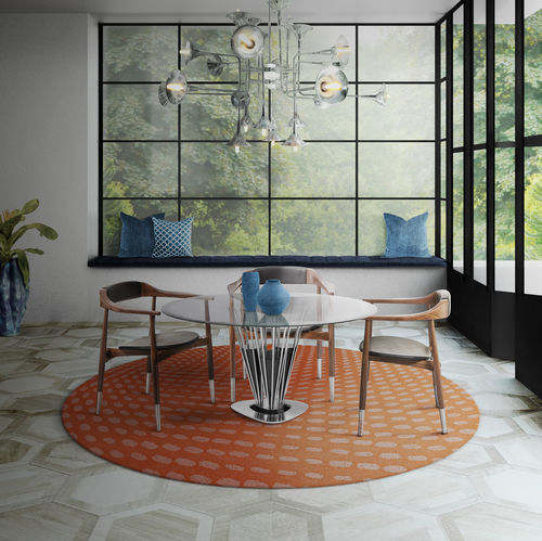 Tapete contemporâneo - COPPOLA - Essential Home - estampado / em Tencel® / redondo