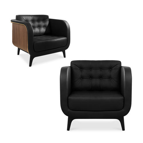 Poltrona design - BRANDO - Essential Home - em couro / em madeira maciça / em nogueira