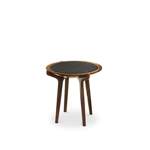 Mesa lateral moderna - BRANDO - Essential Home - em couro / em nogueira / em tecido