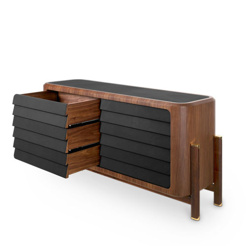 Cômoda moderna - BRANDO - Essential Home - em nogueira / em madeira maciça / em couro