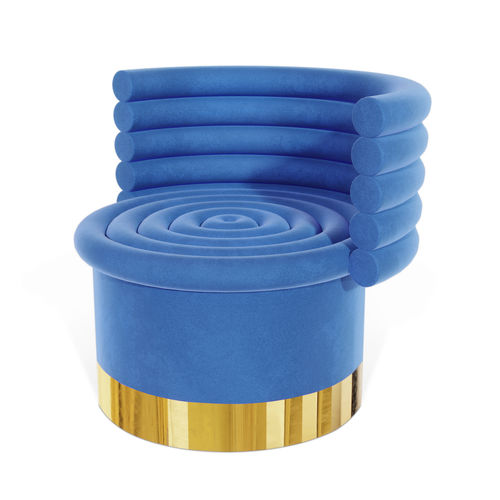 Poltrona contemporânea - NESBITT - Essential Home - em tecido / metálica / azul