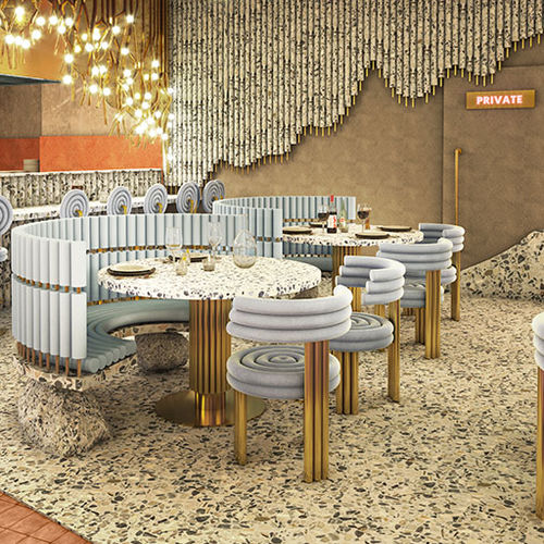 Mesa de jantar de estilo - CARY - Essential Home - em terrazzo / com base em latão polido / redonda