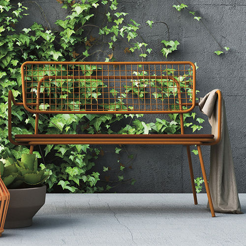 Banco de jardim contemporâneo - OPLÀ D - imperial-line - em metal pintado / com encosto / com braços