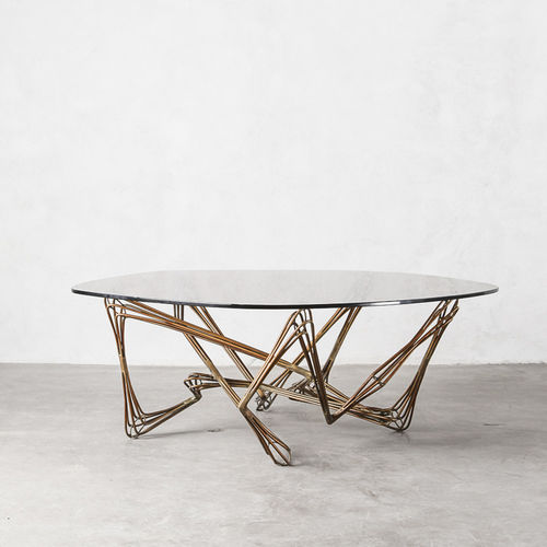 Mesa de centro de design original - Z-ZAG - industriaedition - em vidro / em aço / redonda