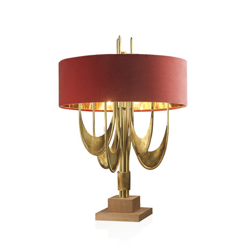 Luminária de mesa - CL2082 - Sigma L2 - em bronze / em veludo / em carvalho natural