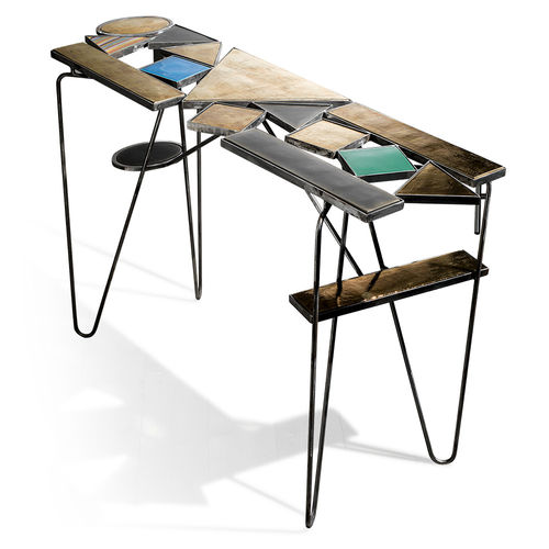 Aparador contemporâneo - T2207 - Sigma L2 - em metal dourado / com base em ferro / retangular