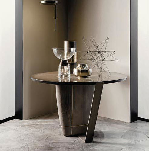 Mesa contemporânea - WOOP - Shake Design - metálica / com base metálica / redonda