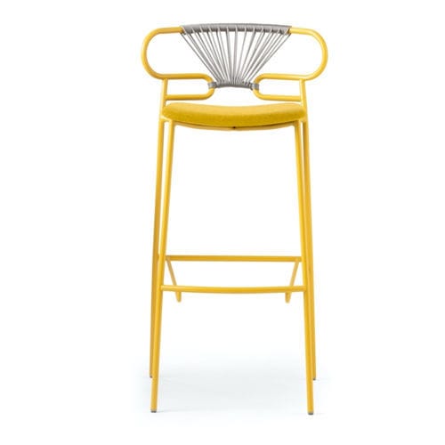 Banqueta alta contemporânea - GENOA MET CROSS IM STOOL - Traba' - em tecido / com base metálica / estofada