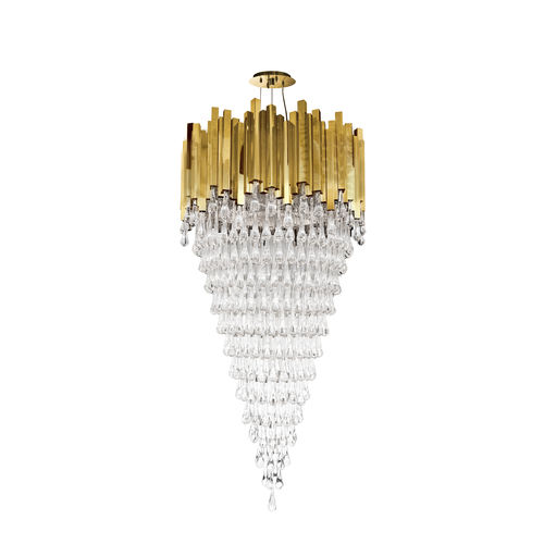 Lustre contemporâneo - TRUMP - LUXXU MODERN DESIGN & LIVING - em cristal / em latão banhado a ouro / halôgeno