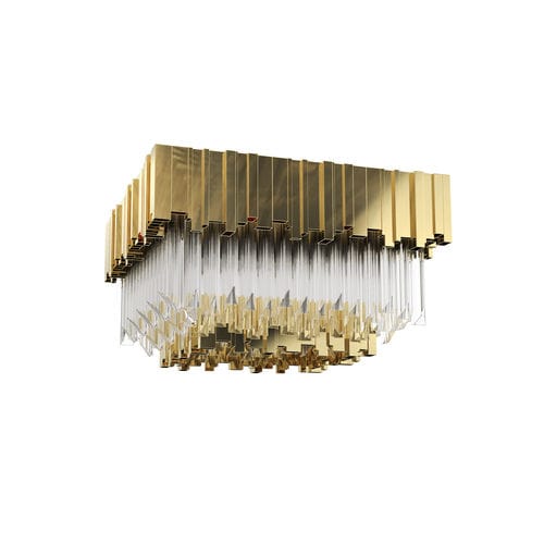 Plafon contemporâneo - EMPIRE SQUARE - LUXXU MODERN DESIGN & LIVING - em cristal / em latão banhado a ouro / halôgeno