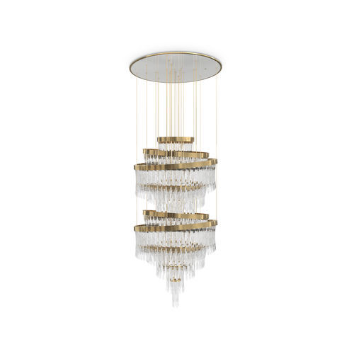 Lustre contemporâneo - BABEL XL - LUXXU MODERN DESIGN & LIVING - em cristal / em latão banhado a ouro / da linha comercial