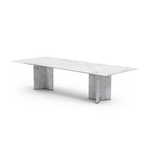 Mesa de jantar contemporânea - Algerone - LUXXU MODERN DESIGN & LIVING - em latão polido / em mármore / com base em latão