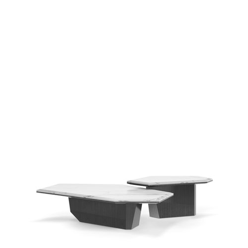 Mesa de centro contemporânea - Algerone Set II - LUXXU MODERN DESIGN & LIVING - em mármore / com base em madeira de eucalipto / da linha residencial