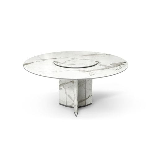 Mesa de jantar contemporânea - ALGERONE  - LUXXU MODERN DESIGN & LIVING - em Dekton® / com base em aço inoxidável polido / com base em Dekton®