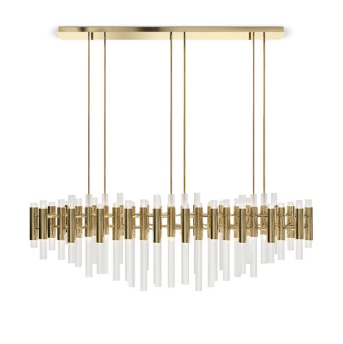 Lustre contemporâneo - WATERFALL RECTANGULAR  - LUXXU MODERN DESIGN & LIVING - em cristal / em latão banhado a ouro / da linha comercial