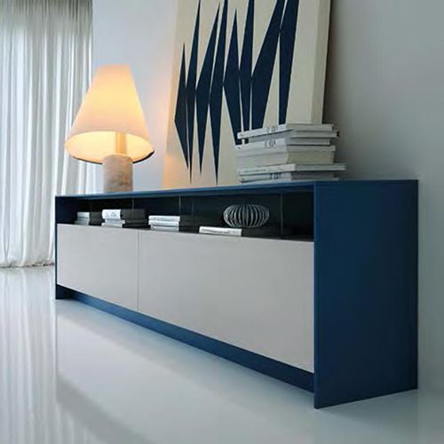 Buffet aparador contemporâneo - COMP_802 - Mobilgam - em madeira laqueada / branco / azul