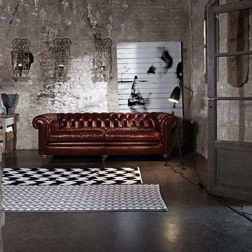 Sofá Chesterfield - BRITISH  - Devina Nais - em couro / marrom / de 2 lugares