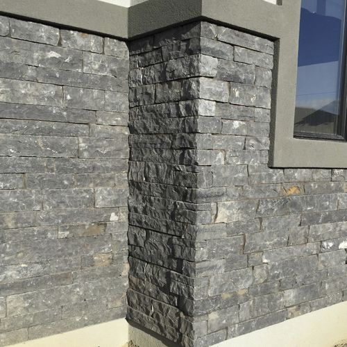 Revestimento de parede em pedra - LEDGESTONE : BLACK RUNDLE - Asian Stones - para área externa / texturizado / decorativo