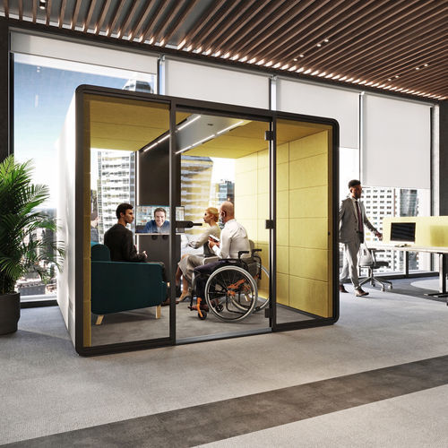Escritório POD acústico - HUSHACCESS. L - Mikomax Smart Office - com porta envidraçada / modular / com sistema de videoconferência