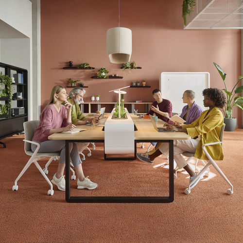 Mesa de trabalho de 8 lugares - HushSpot - Mikomax Smart Office - contemporânea / em madeira / com base metálica