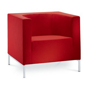Poltrona contemporânea - KUBIK - LD Seating s.r.o. - em couro / em tecido / vermelha
