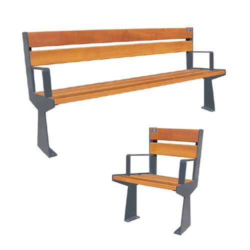 Banco para espaço público de design original - ENTE - Ado urban - em madeira / em chapa / com encosto