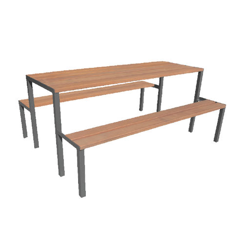 Conjunto de mesa e bancos contemporâneo - GARDEN - Ado urban - em madeira / metálico / infantil