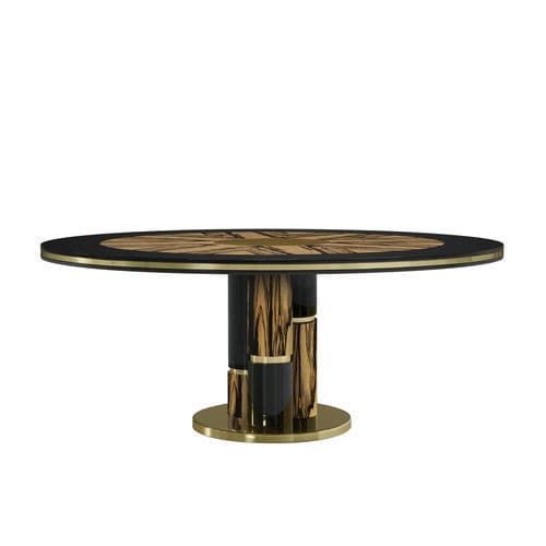 Mesa de jantar contemporânea - EBONY  - Memoir - com folheado de madeira / com base folheada de madeira / redonda