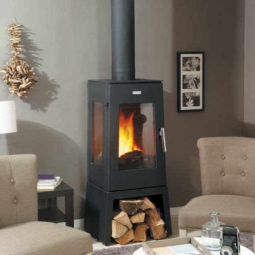 Salamandra a lenha - LUXOR  - GODIN export - 5 kW–10 kW / com 3 faces / contemporânea
