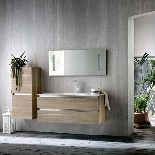 Gabinete de banheiro suspenso - QB51 - IDEAL BAGNI - em carvalho / contemporâneo / com espelho