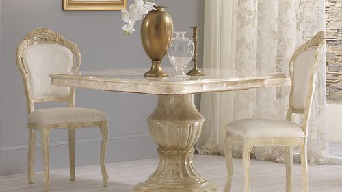 Mesa de jantar de estilo - BETTY - Ben Company srl Industria Mobili - em ônix / com base em madeira / quadrada