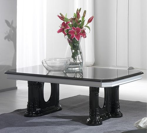 Mesa de centro de estilo - VENUS - Ben Company srl Industria Mobili - com folheado de madeira / com base metálica / retangular