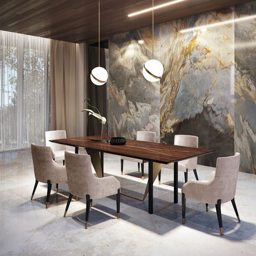 Mesa contemporânea - PRISMA - Capital Collection - em madeira / com base metálica / retangular