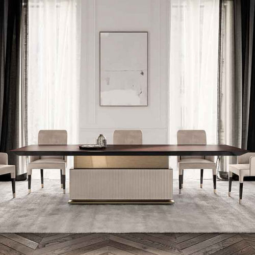 Mesa contemporânea - ROCK R - Capital Collection - em madeira / com base metálica / com base em couro
